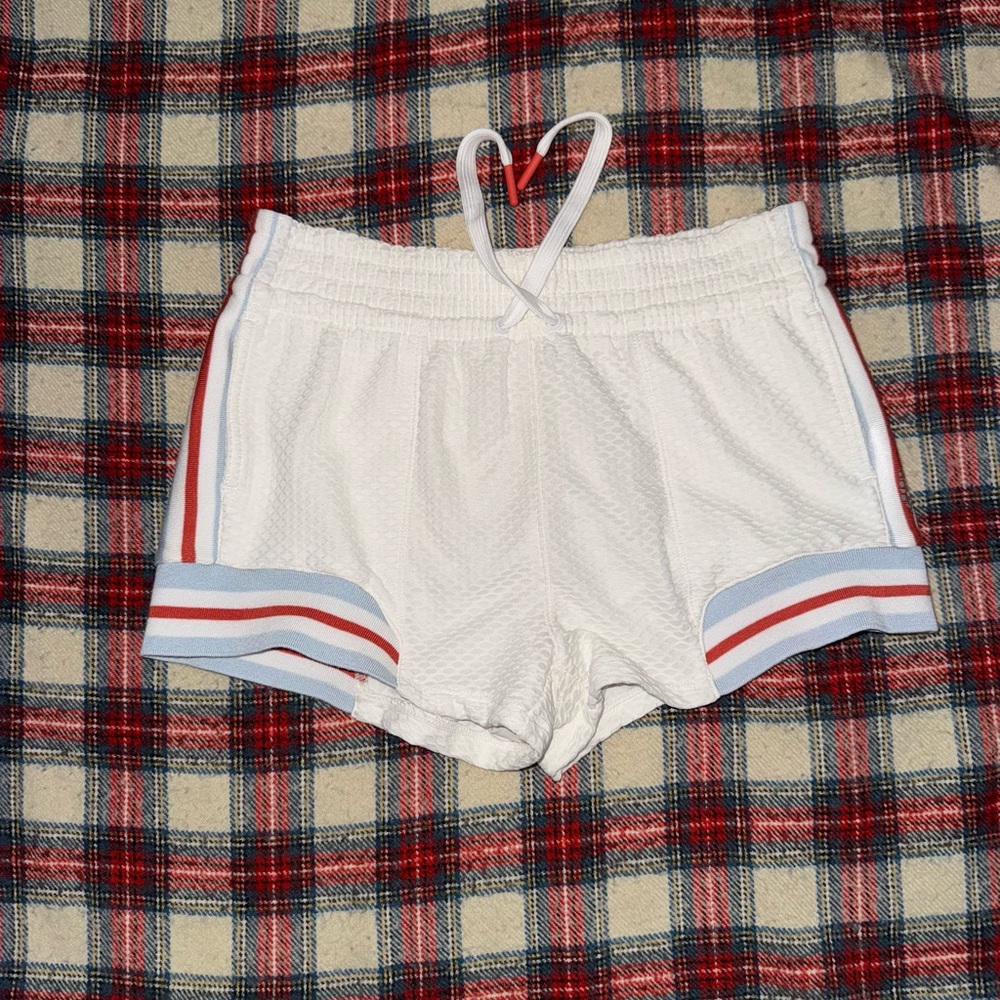 SOLD: Free People | White and Blue Women's Shorts